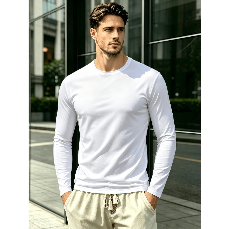 Outdoor Sports - تي شيرت سادة برقبة مستديرة وأكمام
