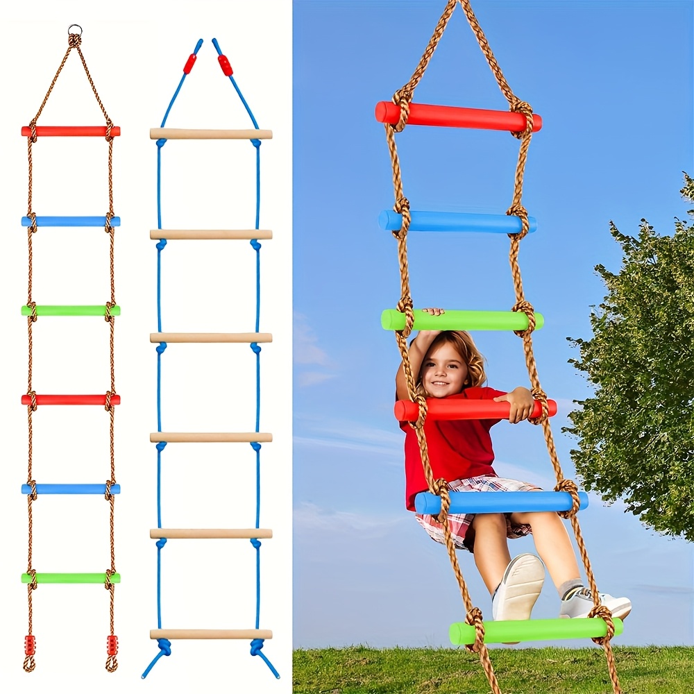 Outdoor Sport Activities For Kids - سلم تسلق ملون للأطفال مع أرجوحة،