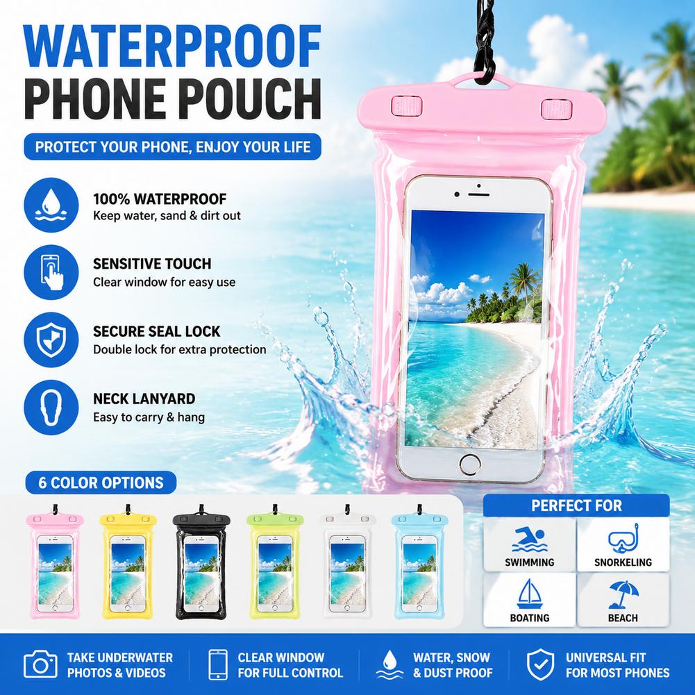 حافظة هاتف مقاومة للماء شفافة، - مراجعة Outdoor Sports Accessories وسعره